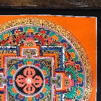 Tibetan Square Mandala With [double Dorje], [orange]