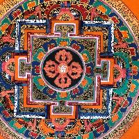 Tibetan Square Mandala With [double Dorje], [orange]