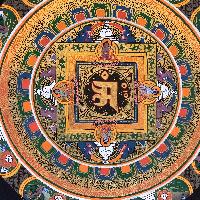 Tibetan Square Mandala With [om Mani Padme Hum]