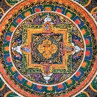 Tibetan Square Mandala With [double Dorje]