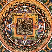 Tibetan Square Mandala With [tibetan Om]