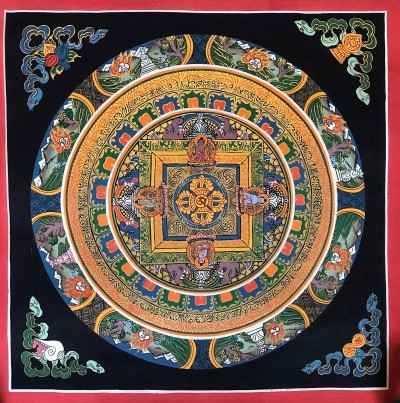 Tibetan Square Mandala With [double Dorje]