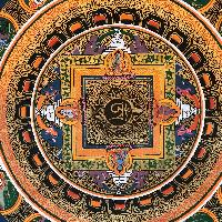 Tibetan Square Mandala With [om In The Centre]