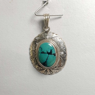 Old Tibetan Turquoise Silver Pendant