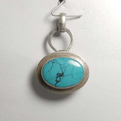 Old Tibetan Turquoise Silver Pendant