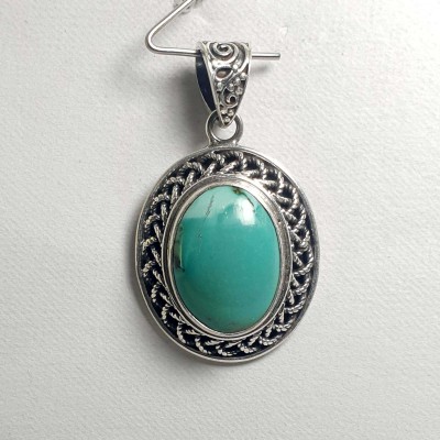 Old Tibetan Turquoise Silver Pendant