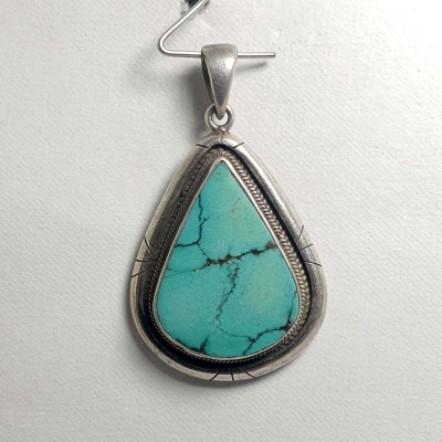 Old Tibetan Turquoise Silver Pendant