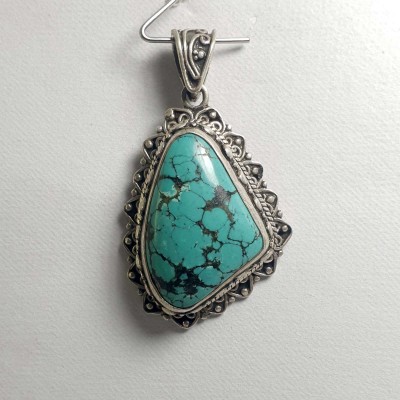 Old Tibetan Turquoise Silver Pendant