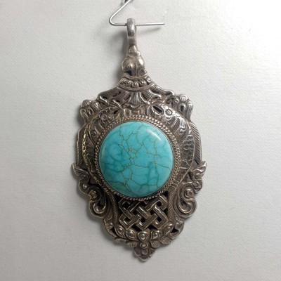 Old Tibetan Turquoise Silver Pendant