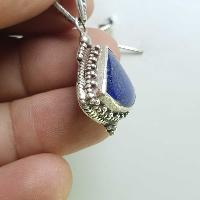 Sterling Silver Lapis Lazuli Pendant, [handmade]