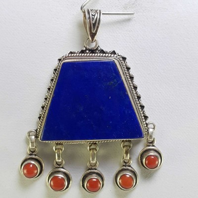 Sterling Silver Lapis Lazuli Pendant, [handmade]