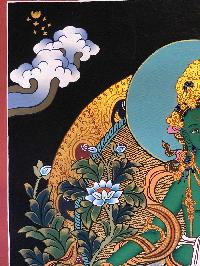 Tibetan Thangka Of Green Tara