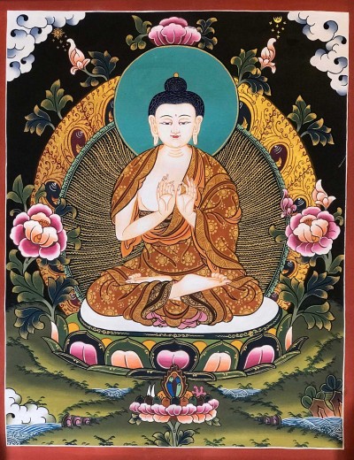 Tibetan Thangka Of Vairochana Buddha