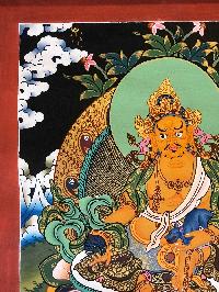 Tibetan Thangka Of Yellow Jambhala