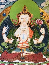 Tibetan Thangka Of Chenrezig