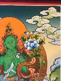 Tibetan Thangka Of Green Tara