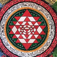 [newari] Buddhist Thangka Of Sri Yantra Mandala