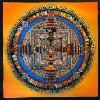 Tibetan Thangka Of Kalachakra Mandala, [yellow]