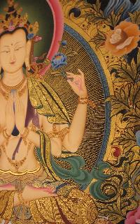 Thangka Of Chenrezig [real Gold]