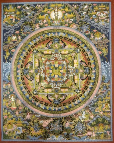 [old Stock] Thangka Of Bishwo Mandala [real Gold]