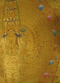 Thangka Of Sahasrabhuja Avalokitesvara [full Real Gold]