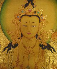 Tibetan Thangka Of Lokeshvara Mandala, [24k Real Gold]