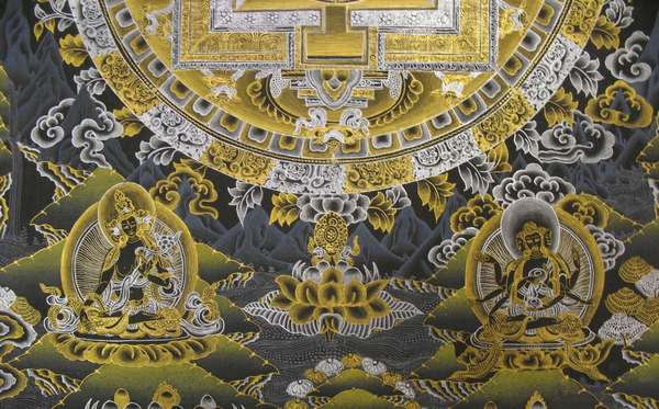 Tibetan Thangka Of Lokeshvara Mandala, [24k Real Gold]