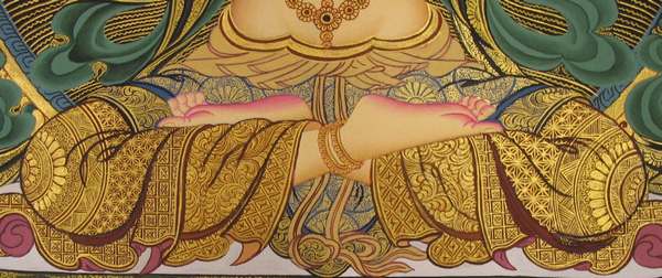 [hq] Tibetan Thangka Of Chengrezig, [24k Real Gold]