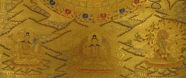 Tibetan Thangka Of Mandala, [24k Real Gold]