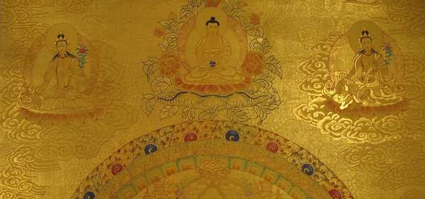 Tibetan Thangka Of Mandala, [24k Real Gold]