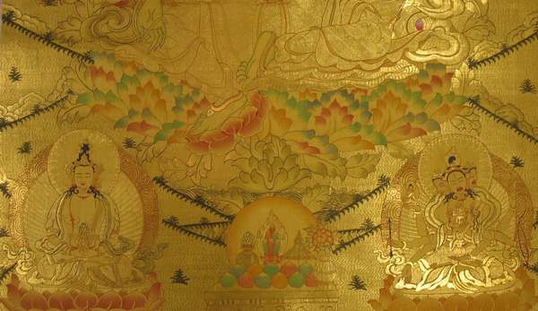 Tibetan Thangka Of White Tara, [24k Real Gold]