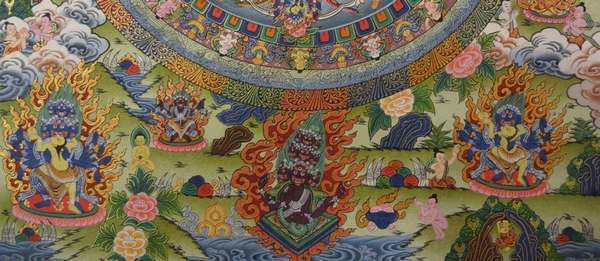 Tibetan Thangka Of Buddha Mandala, [24k Real Gold]