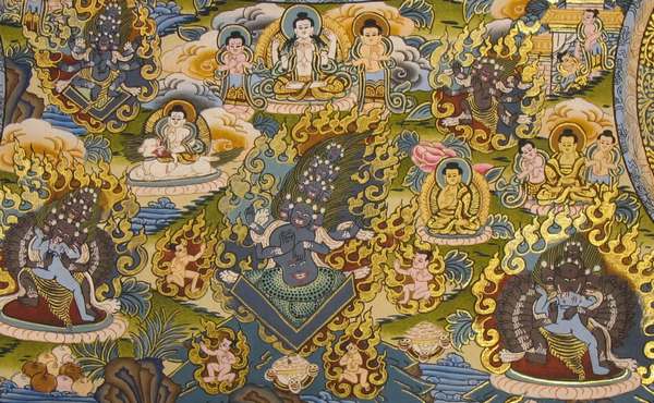 [hq] Tibetan Thangka Of Five Mandalas, [24k Real Gold]