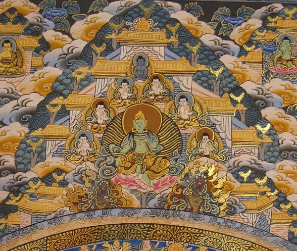 [hq] Tibetan Thangka Of Five Mandalas, [24k Real Gold]