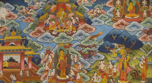 Tibetan Thangka Of Buddha Life Story, [24k Real Gold]