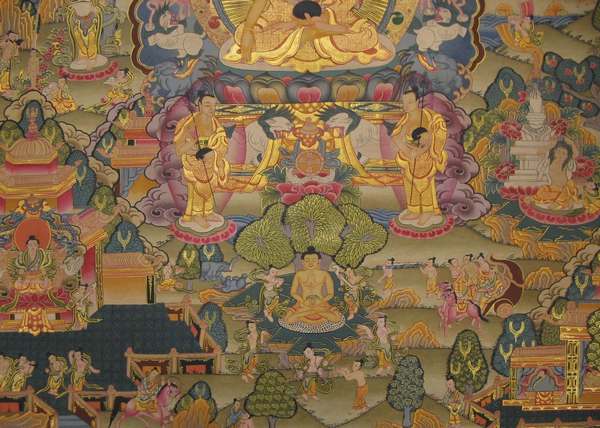 Tibetan Thangka Of Mandala, [24k Real Gold]