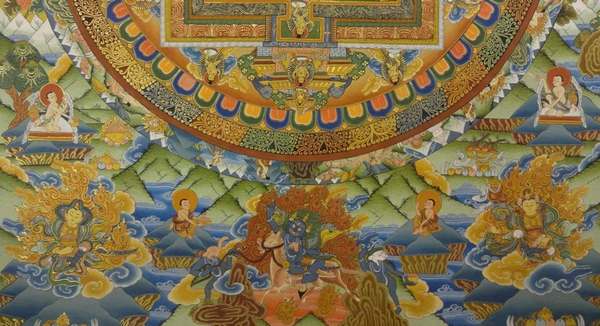 Tibetan Thangka Of Lokeshvara Mandala, [24k Real Gold]