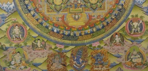 Tibetan Thangka Of Mandala, [24k Real Gold]