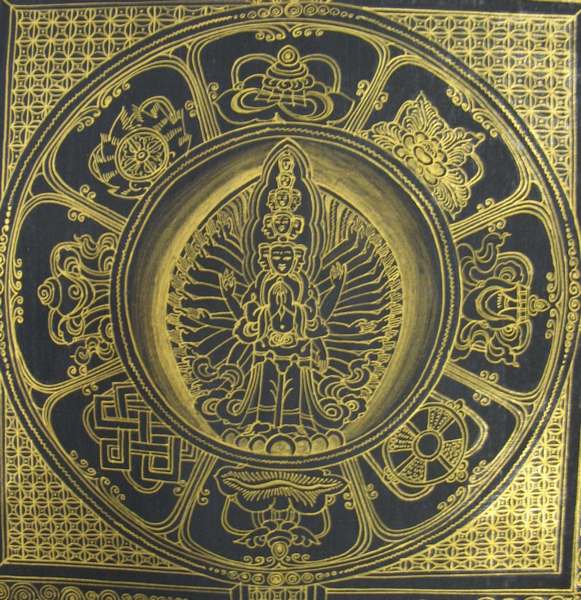 Tibetan Thangka Of Mandala, [24k Real Gold]