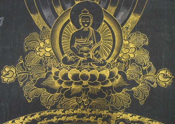 Tibetan Thangka Of Mandala, [24k Real Gold]