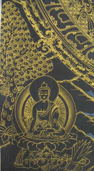 Tibetan Thangka Of Mandala, [24k Real Gold]