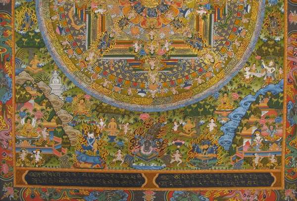 Tibetan Thangka Of Mandala, [24k Real Gold]