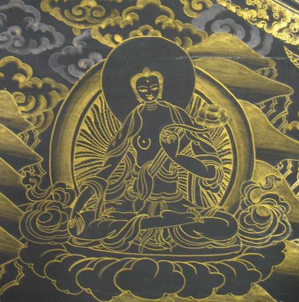 Tibetan Thangka Of Lokeshvara Mandala, [24k Real Gold]