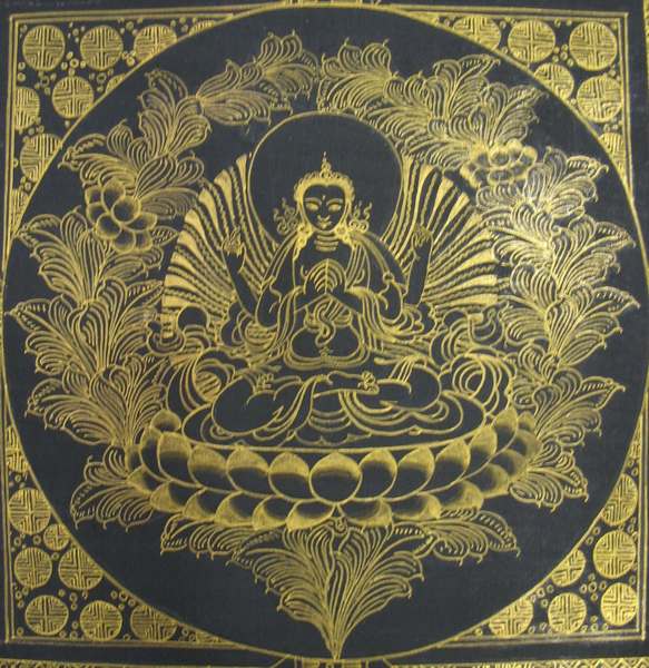 Tibetan Thangka Of Lokeshvara Mandala, [24k Real Gold]