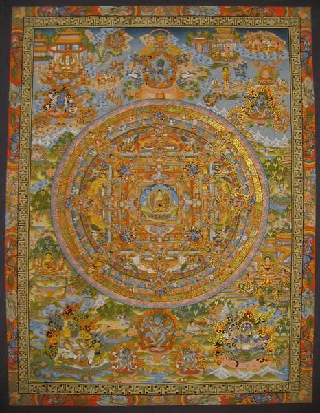 [hq] Tibetan Thangka Of Buddha Mandala, [24k Real Gold]