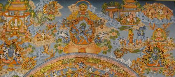 [hq] Tibetan Thangka Of Buddha Mandala, [24k Real Gold]