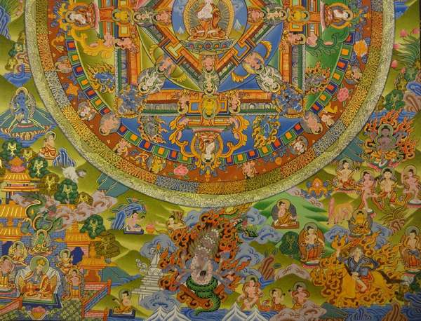 Tibetan Thangka Of Buddha Mandala, [24k Real Gold]