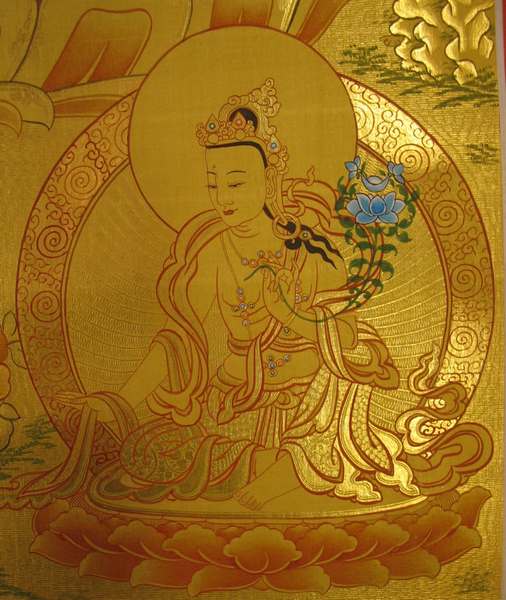 Tibetan Thangka Of Buddha, [24k Real Gold]