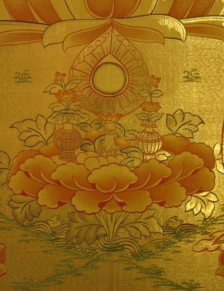 Tibetan Thangka Of Buddha, [24k Real Gold]