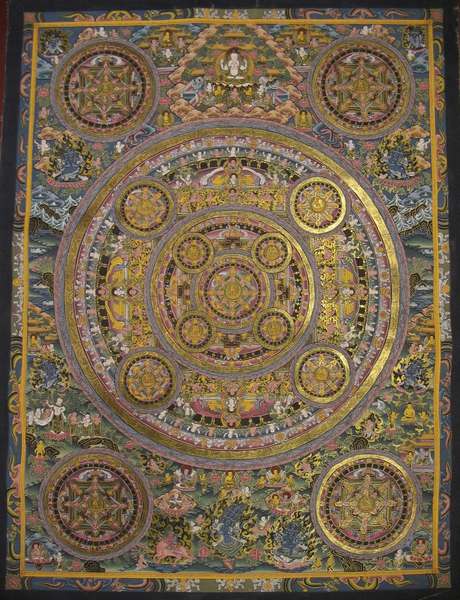 Tibetan Thangka Of 20 Mandala, [24k Real Gold]